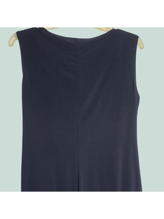 R&M Richards Sleeveless Dress W Metallic Embelishment Neckline Navy Blue Size 10 - Picture 12 of 13
